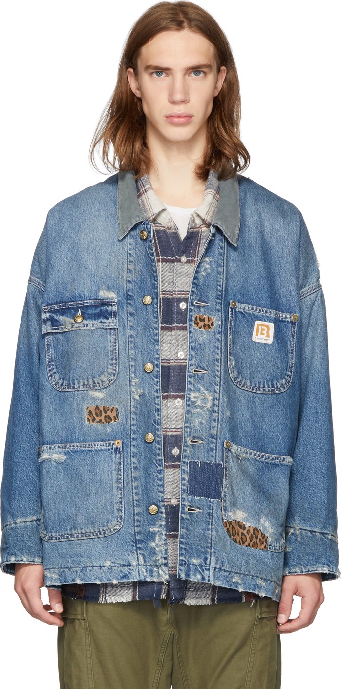R13 Indigo Denim Oversized Barn Jacket