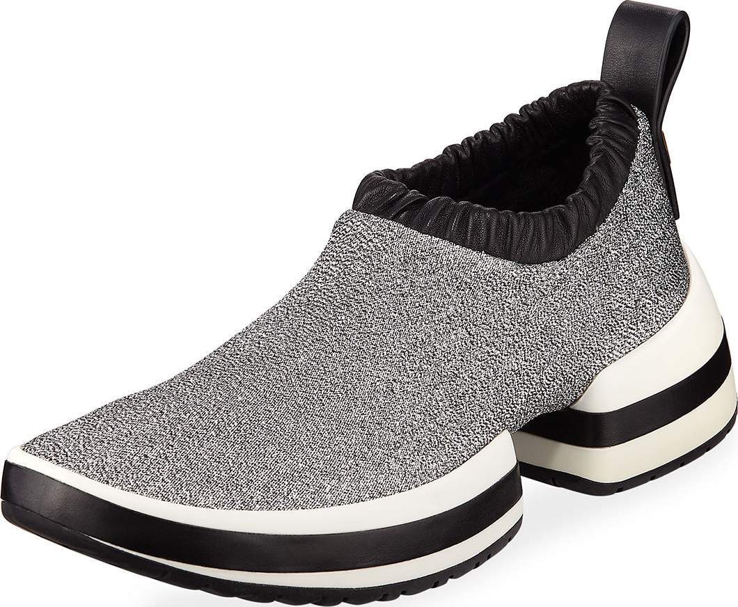 Stuart Weitzman SW612 Metallic Fabric Platform Slip-On Sneakers
