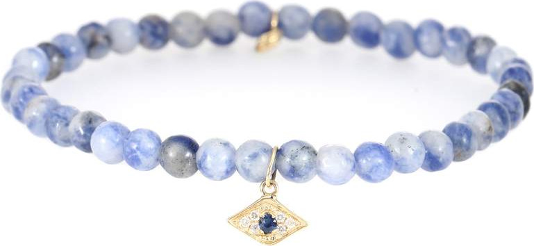 Sydney Evan Baby Evil Eye Sodalite beaded bracelet with 14kt gold, sapphire and diamonds