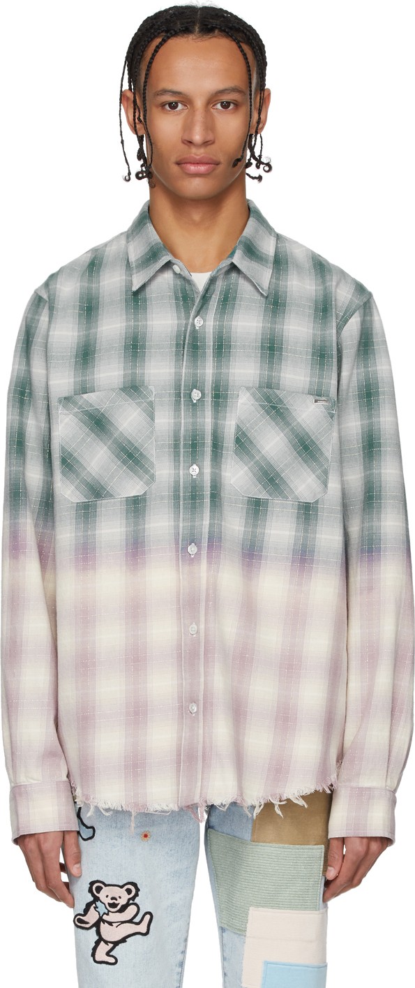 Amiri Green & Purple Lurex Plaid Shirt