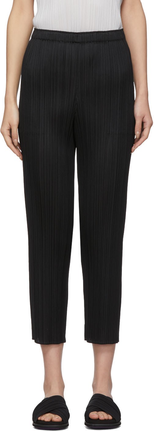Pleats Please By Issey Miyake Black Pleats Basics Trousers