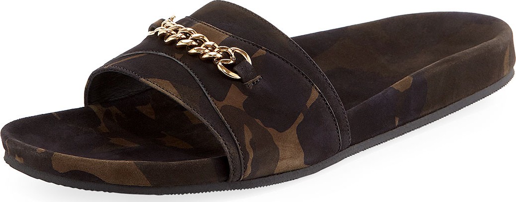 TOM FORD Camouflage Nubuck Leather Slide Sandal