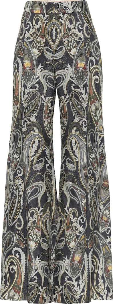 Chloe High-rise flared silk-blend pants