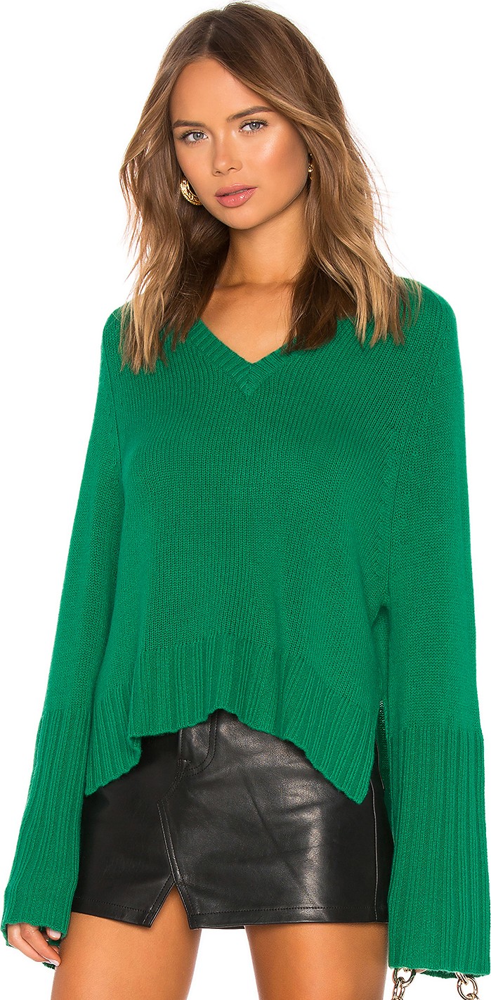 Autumn Cashmere Bell Sleeve V Neck Sweater