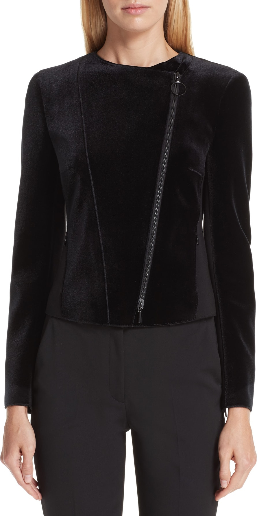 Akris Punto Velvet & Jersey Biker Jacket