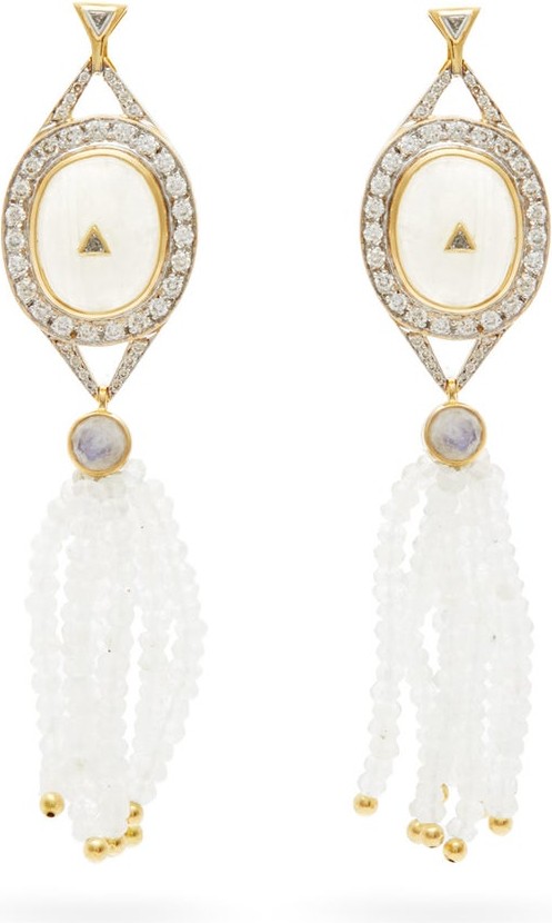 Jade Jagger Diamond, moonstone & 18kt gold earrings