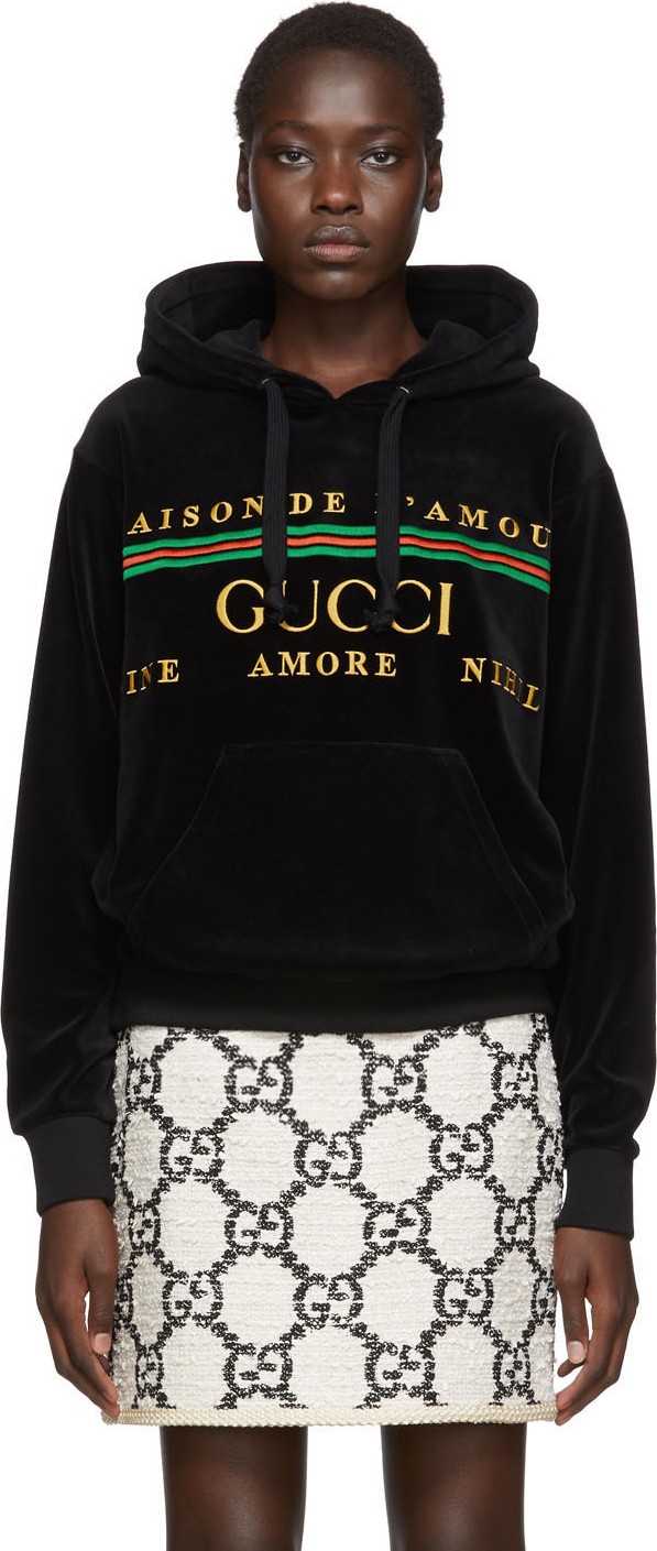 Gucci Black Chenille 'Gucci' Hoodie
