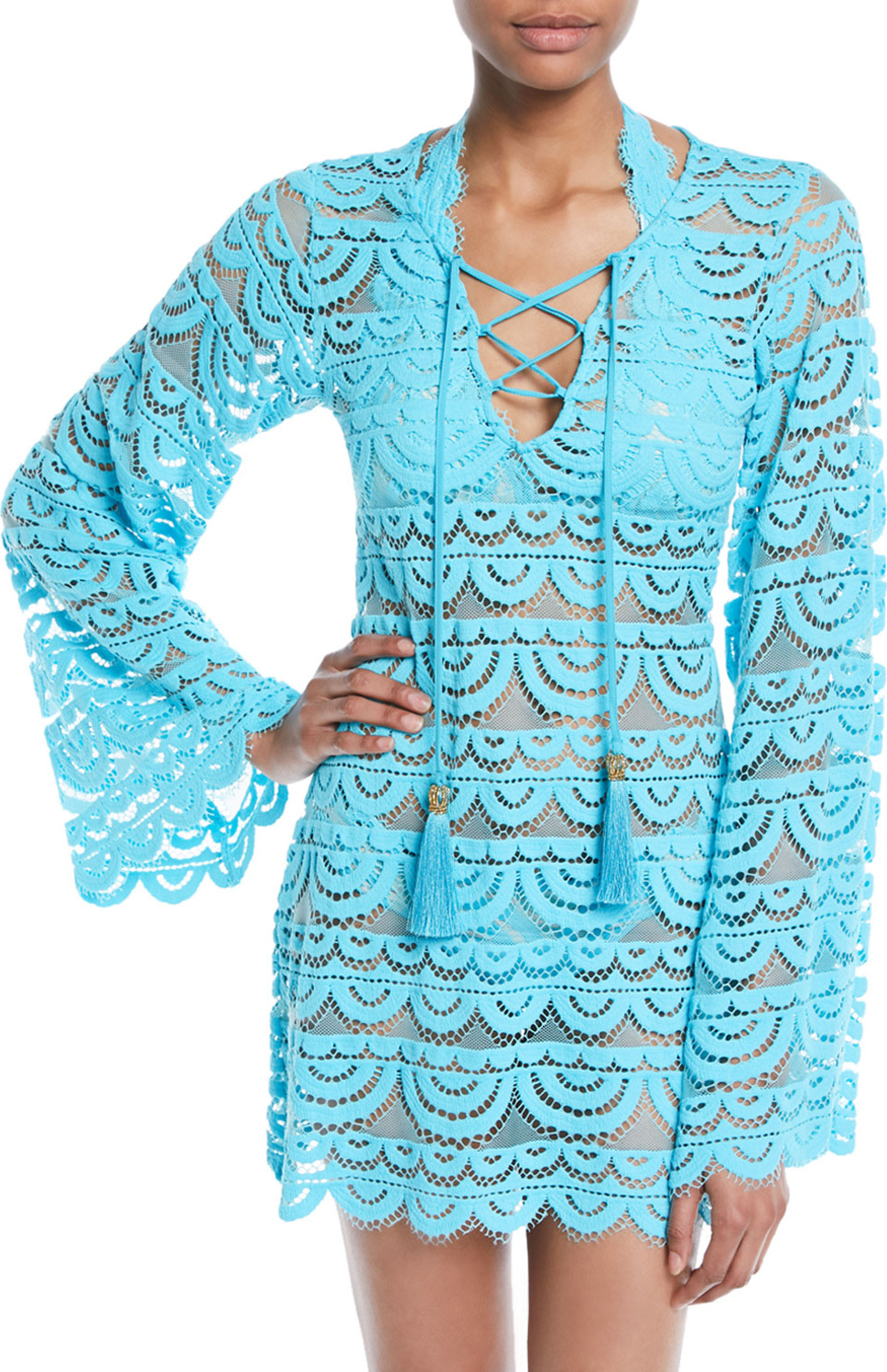 PilyQ Noah Lace Long-Sleeve Coverup Tunic