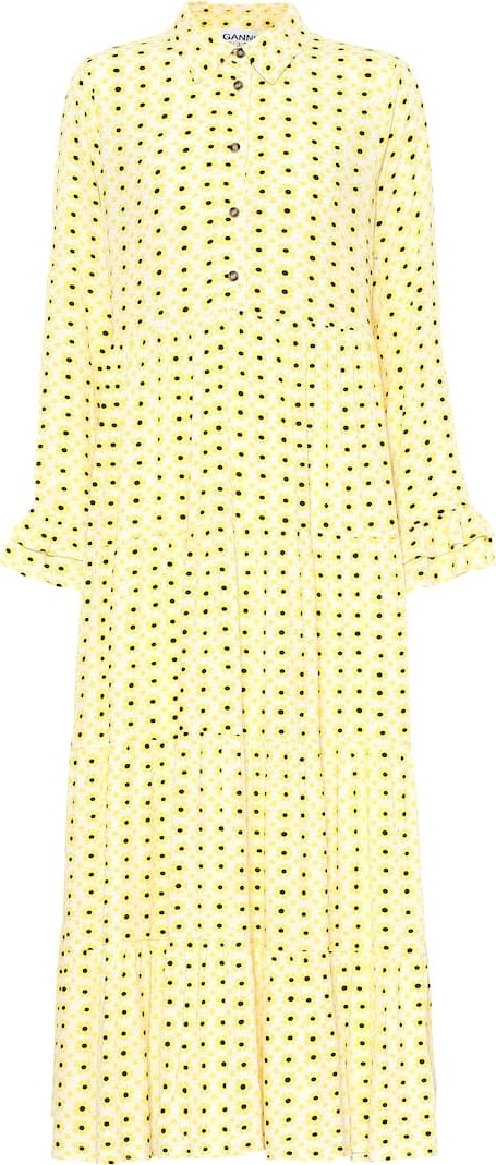 Ganni Floral crêpe midi dress