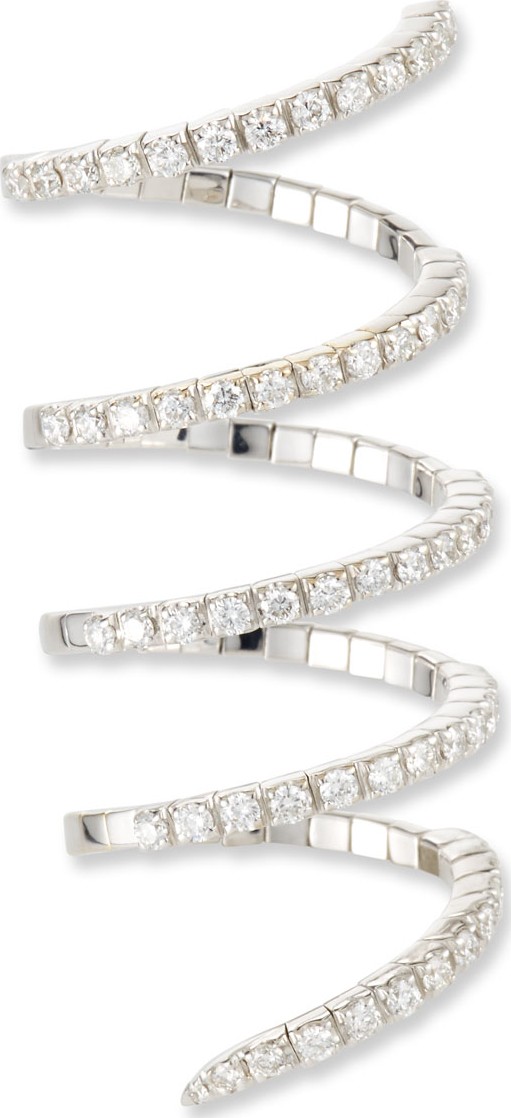 Staurino Fratelli Magic Snake 18k White Gold 5-Row Diamond Flex Ring, Size 6.5