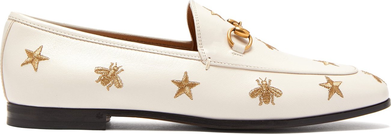 Gucci New Jordaan embroidered leather loafers