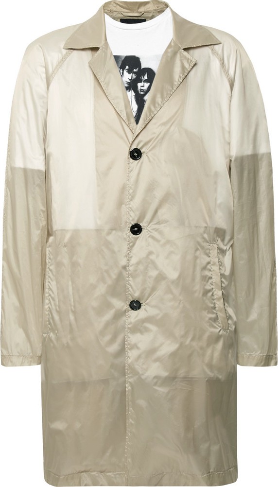 Raf Simons Layered Printed Cotton-Jersey and Shell Raincoat