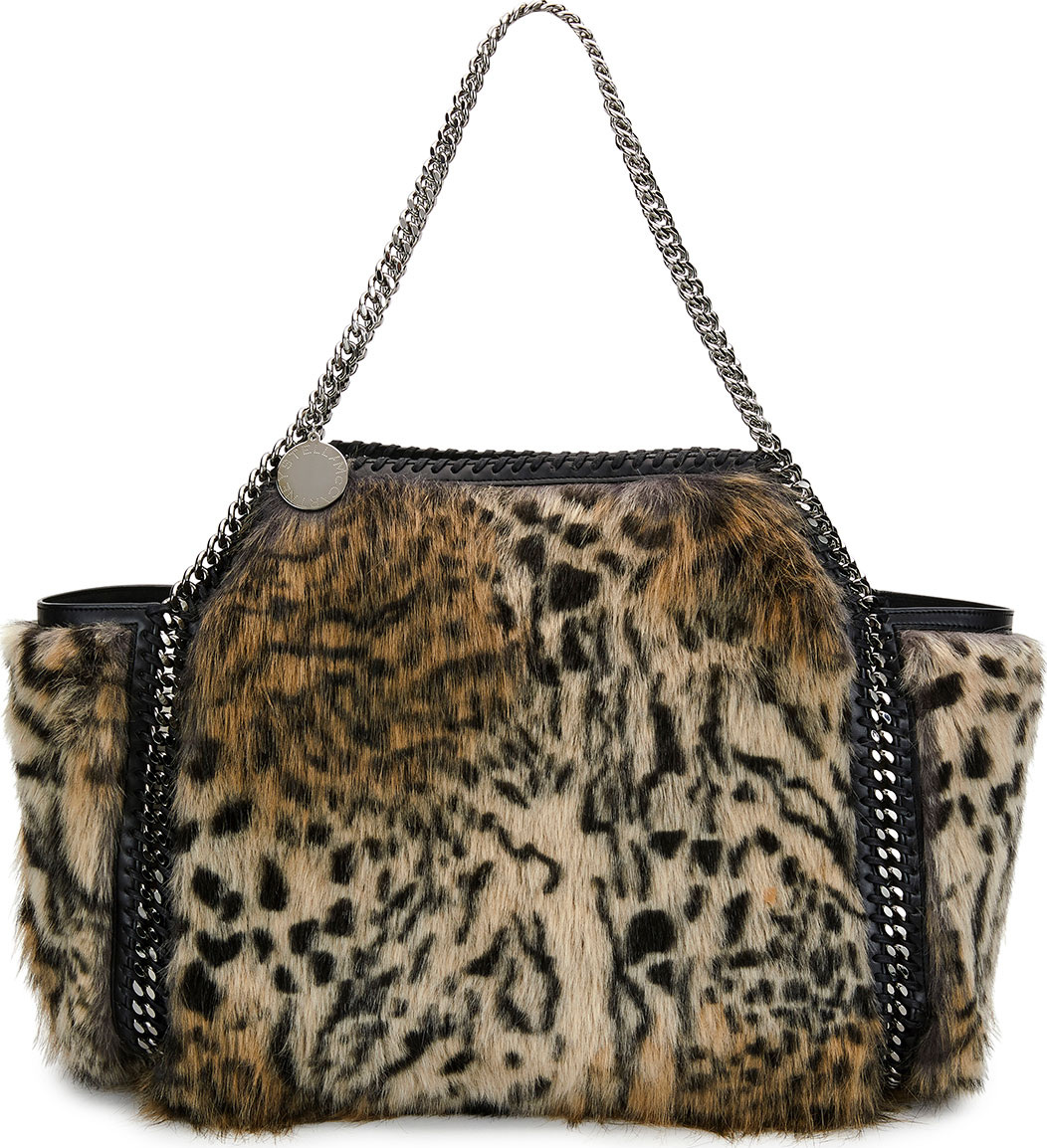 Stella McCartney Small Falabella Snow Cat Fur Free Fur Reversible Tote Bag