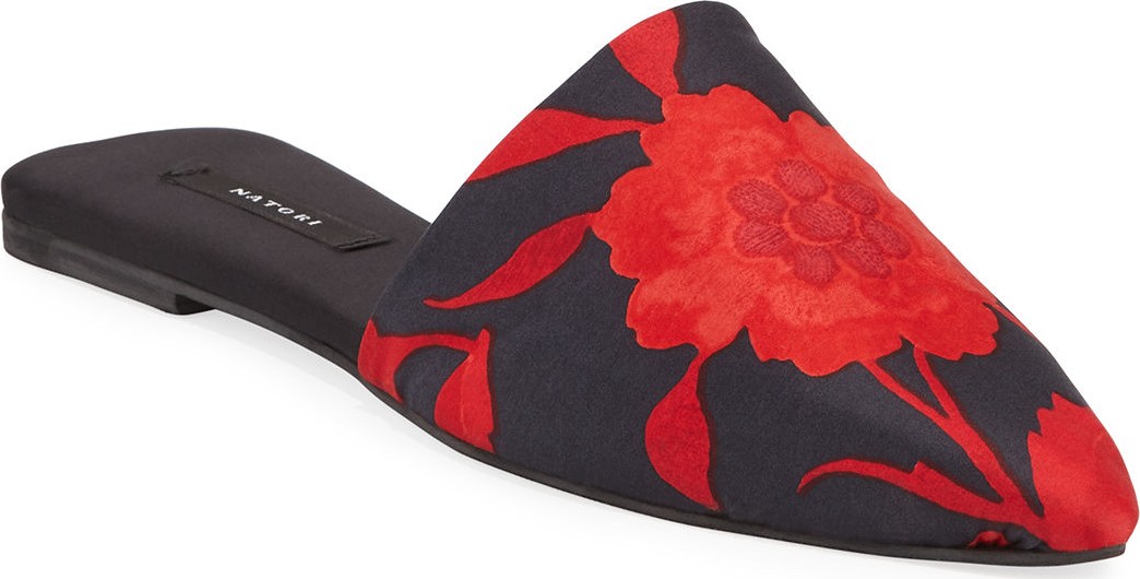 Natori Printed Satin Mule Slippers
