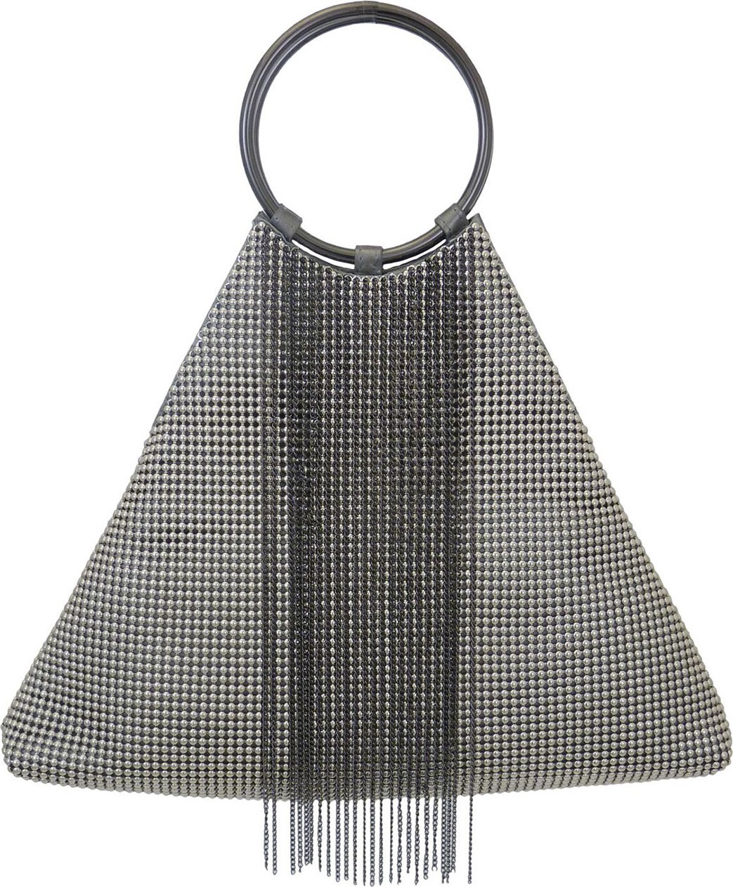 Whiting & Davis Triangle Fringe Clutch Bag