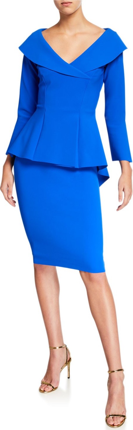 La Petite Robe di Chiara Boni V-Neck High-Low Peplum Cocktail Dress La Petite Robe di Chiara Boni V-Neck High-Low Peplum Cocktail Dress