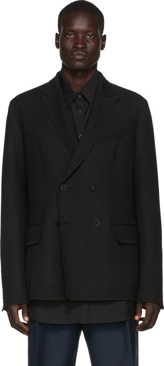 Valentino Black Wool Double Sports Blazer