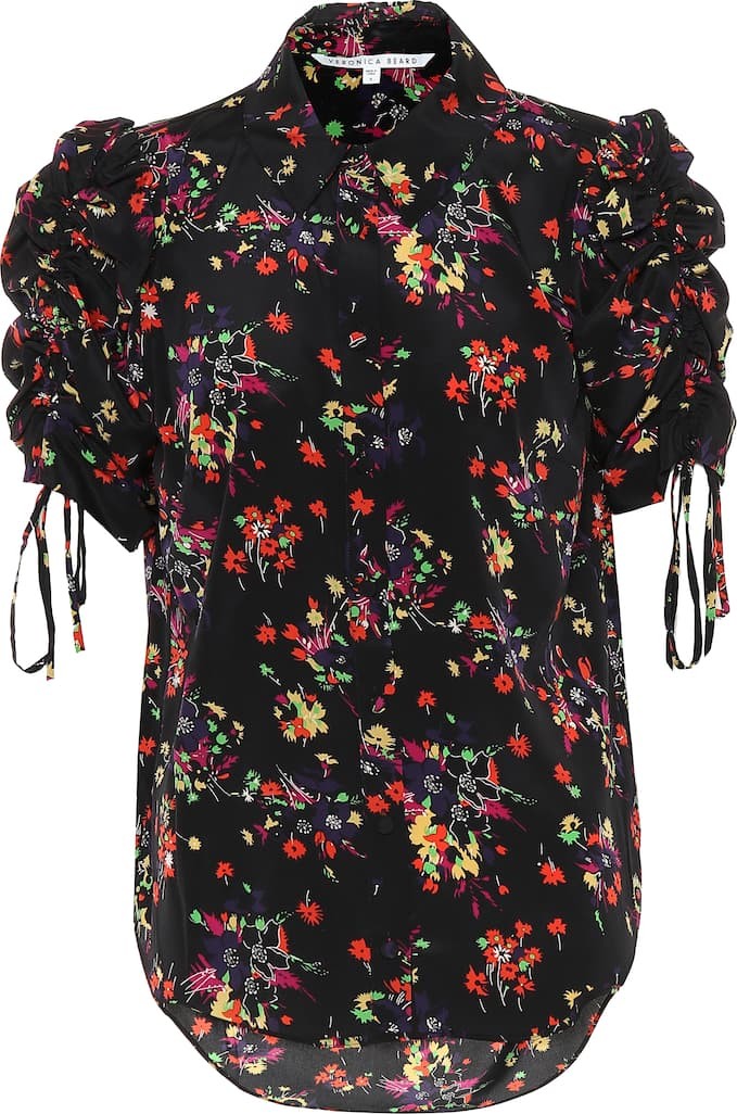 Veronica Beard Carmine floral stretch silk top
