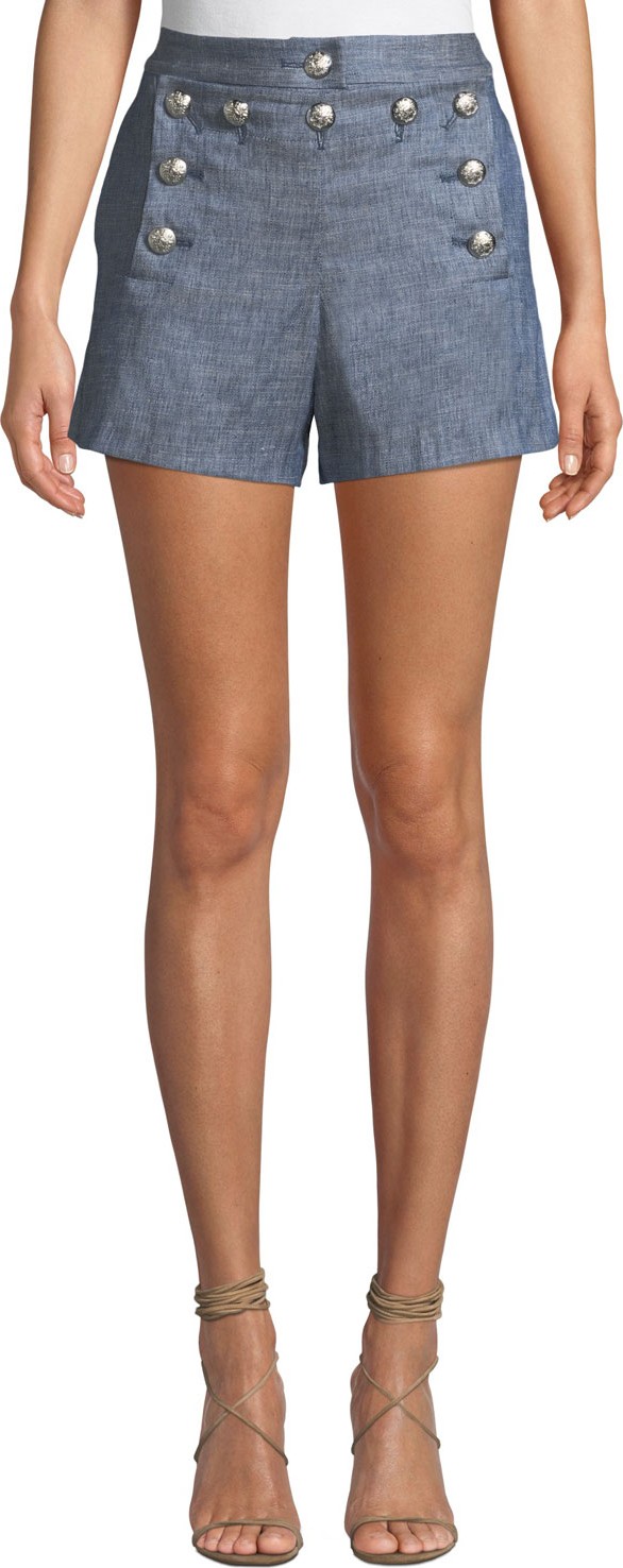 Veronica Beard Hoya Viscose-Linen High-Waist Shorts