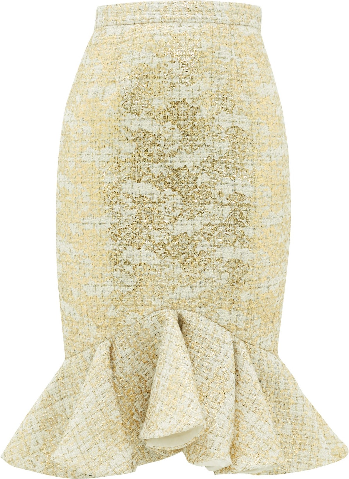 Rodarte Peplum-hem metallic-tweed skirt