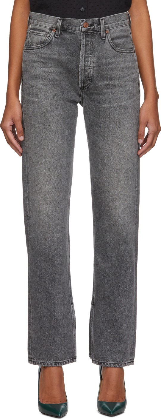 Citizens Of Humanity Grey Campbell High-Rise Relaxed Straight Long Jeans