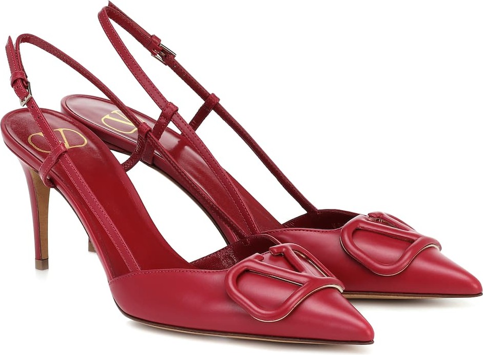 Valentino VLOGO leather slingback pumps