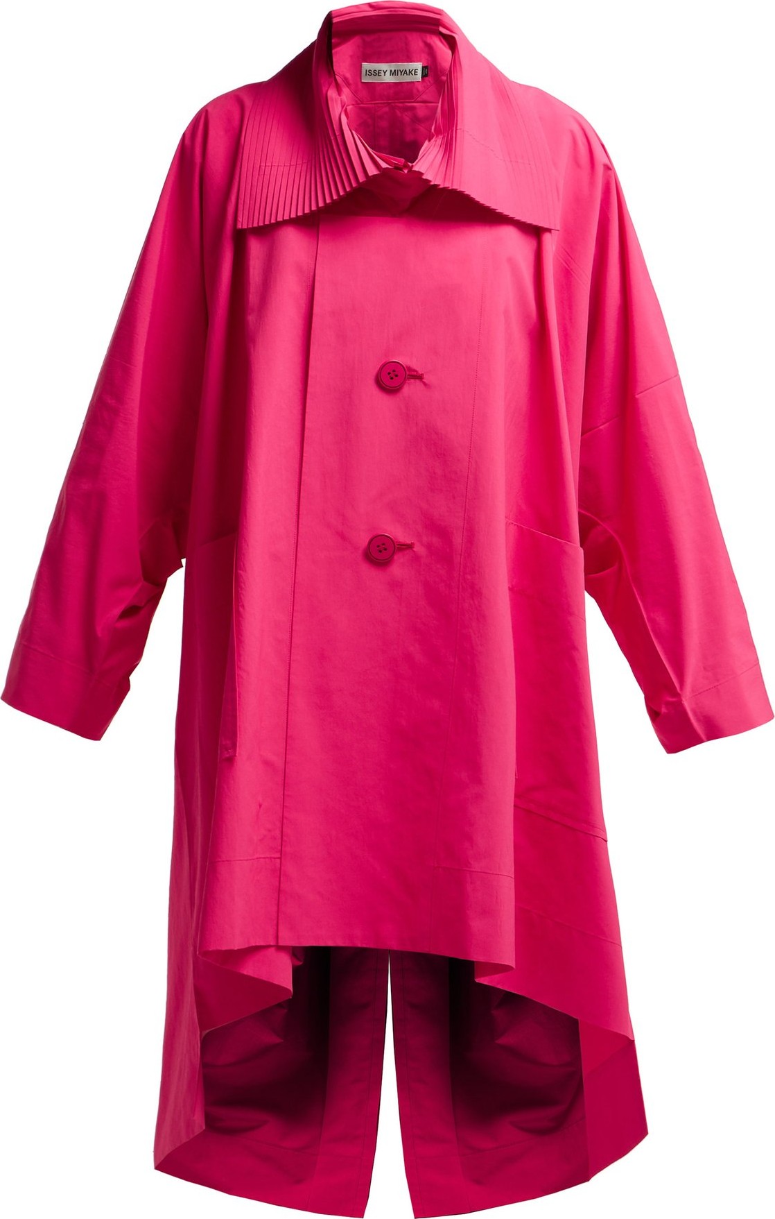 Issey Miyake Oversized pleated-collar canvas overcoat