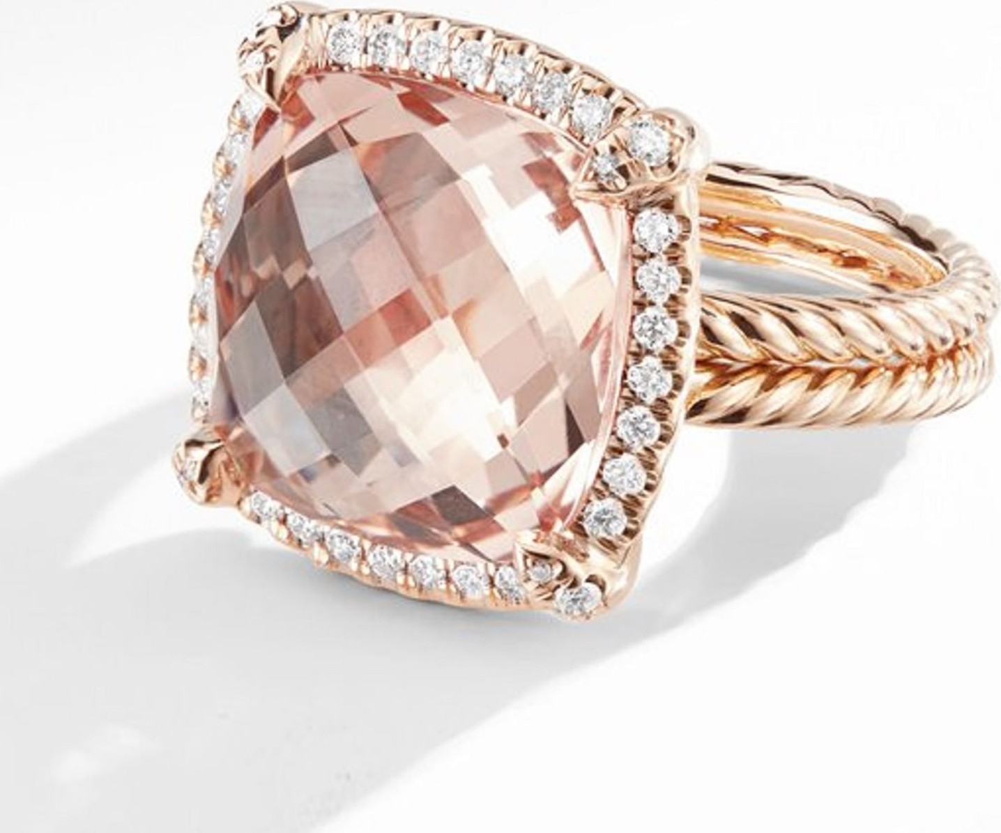 David Yurman Chatelaine Pavé Bezel Ring in 18K Rose Gold with Morganite