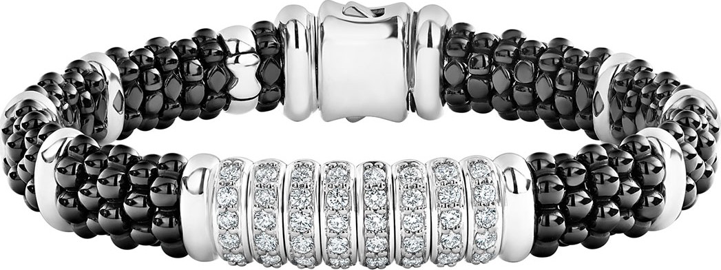 LAGOS Black Caviar Diamond 8-Link Bracelet - 9mm, Size M