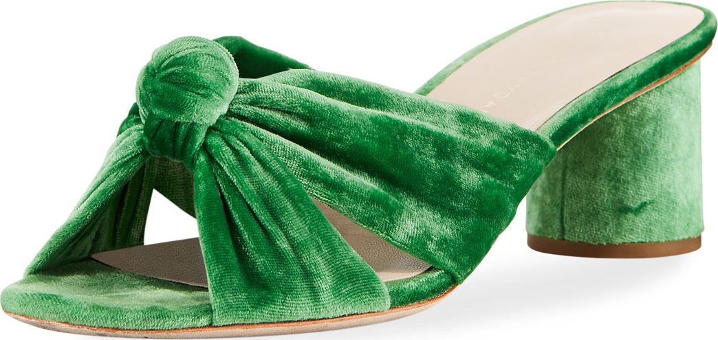 Loeffler Randall Celeste Crushed Velvet Block-Heel Slide Sandal