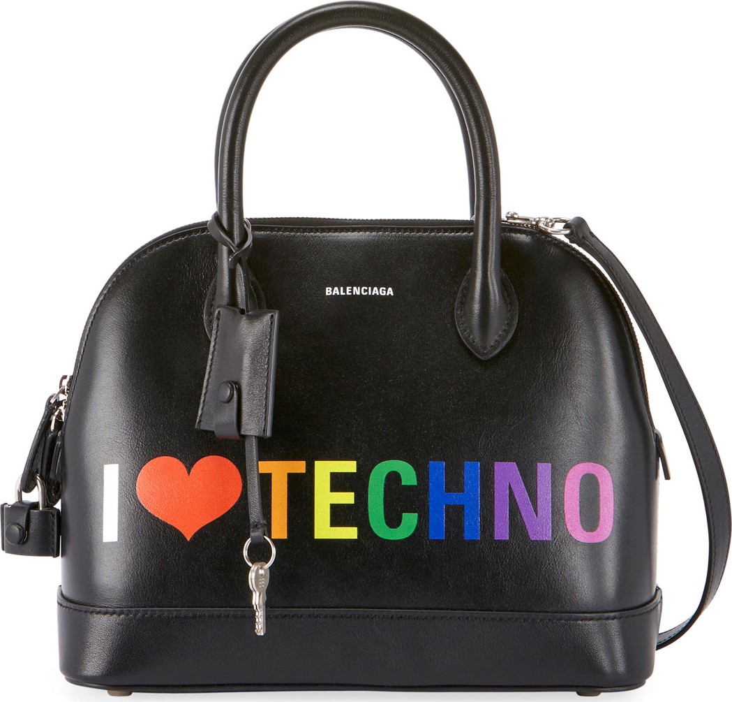 Balenciaga Ville "I Love Techno" Leather Top Handle Bag