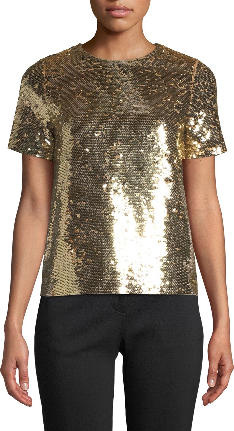 MICHAEL MICHAEL KORS Crewneck Sequined Crop Top