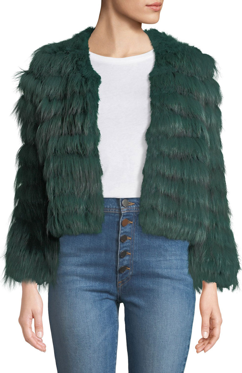 Alice + Olivia Fawn Chevron Fur Jacket