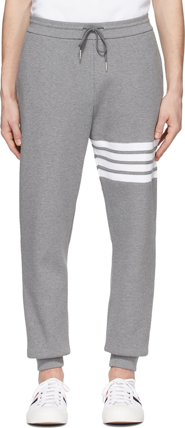 Thom Browne Grey Waffle Knit 4-Bar Sweatpants