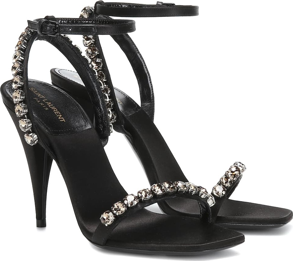 Saint Laurent Kiki 100 embellished satin sandals