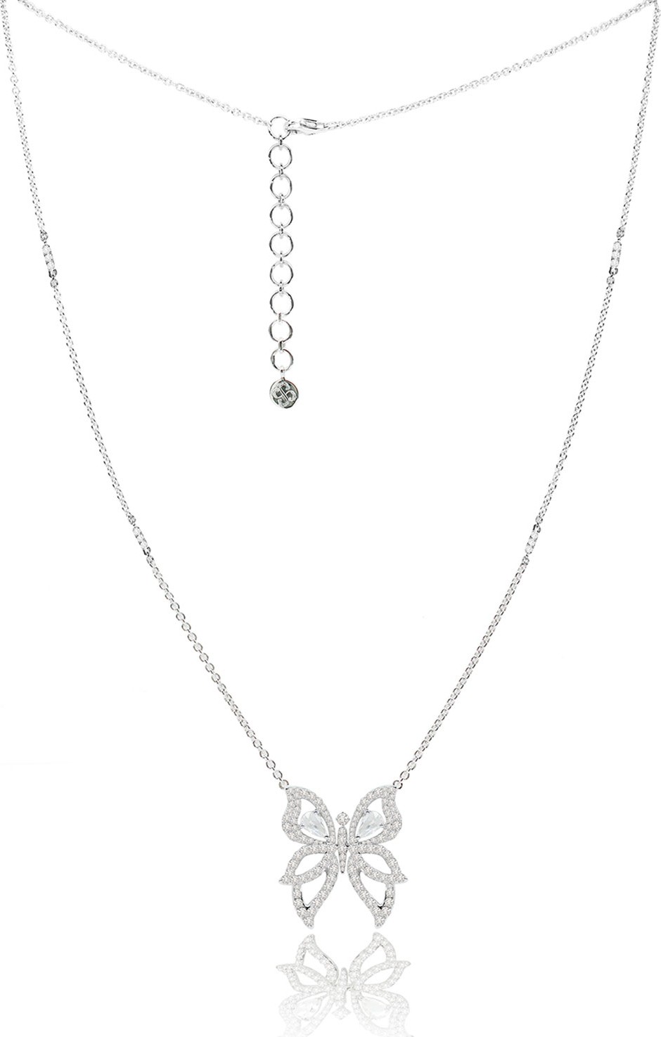 SUTRA 18K White Gold & Diamond Butterfly Necklace