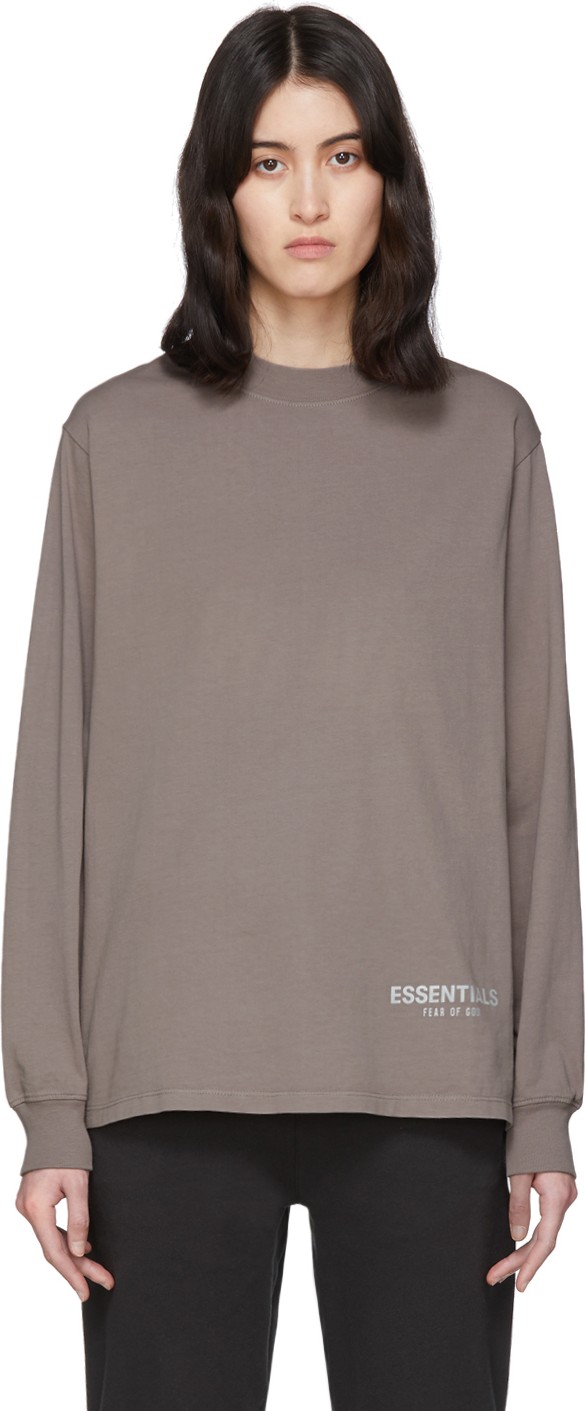 Essentials Grey Mock Neck Long Sleeve T-Shirt