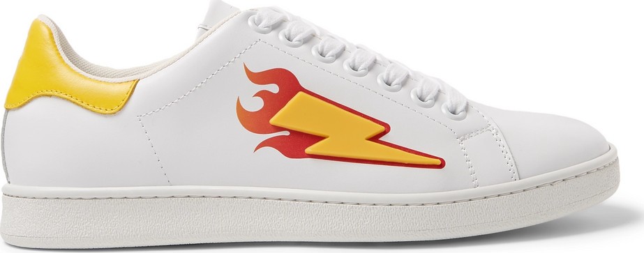 Neil Barrett Rubber-Trimmed Leather Sneakers