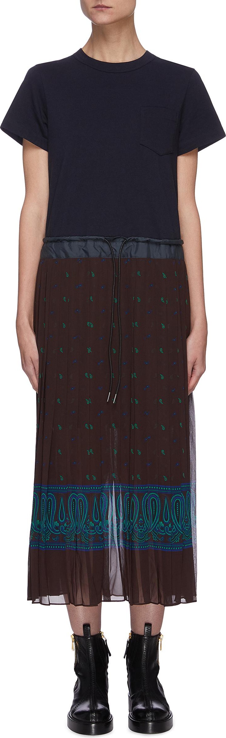 Sacai Bandana print pleated skirt dress