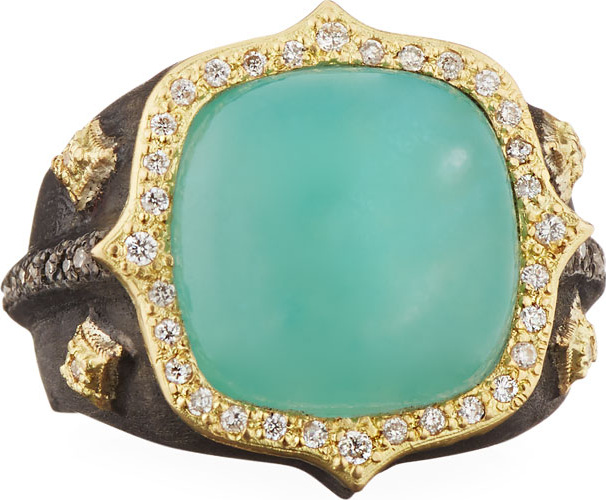 Armenta 18k Old World Aquaprase & Diamond Ring