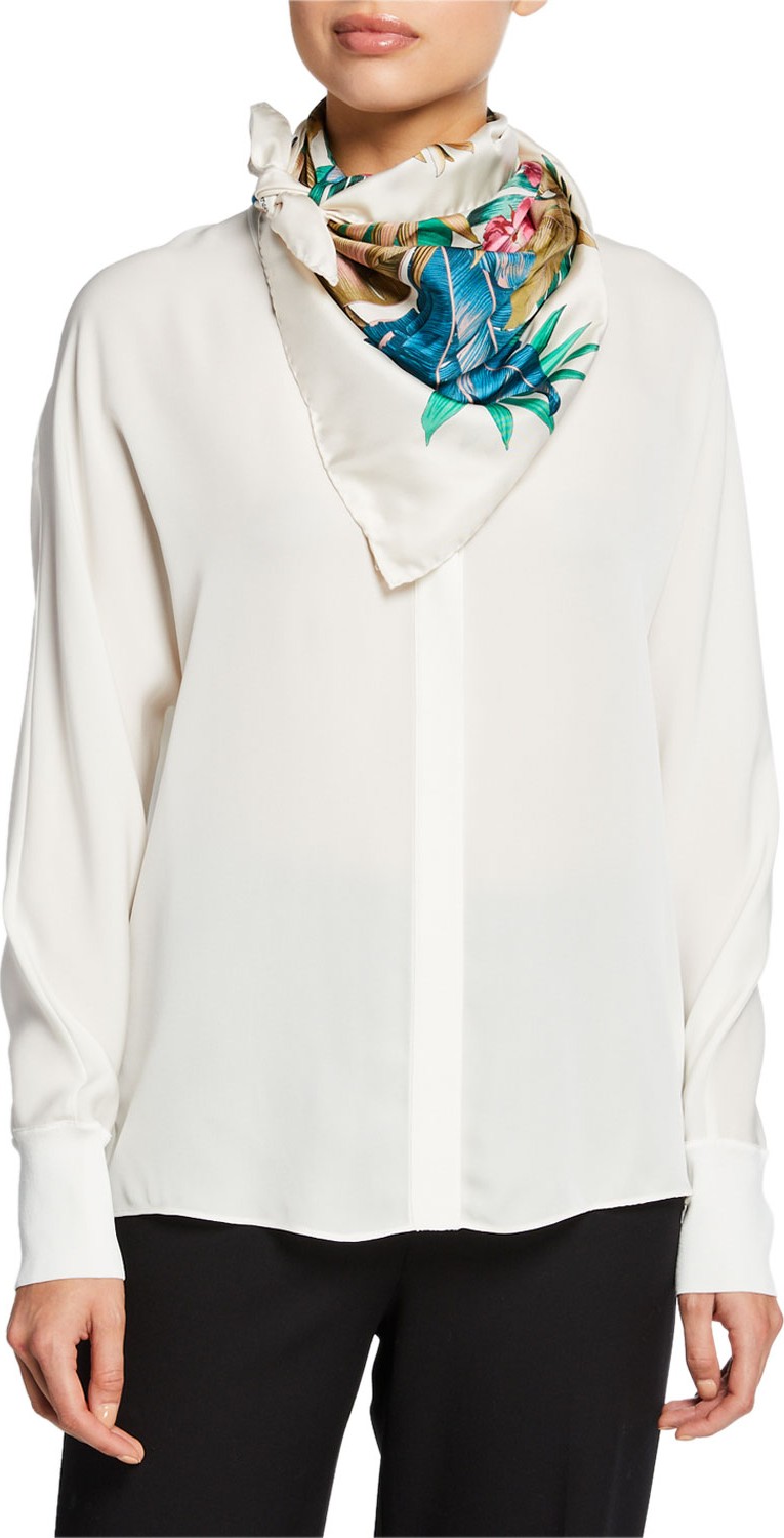 Salvatore Ferragamo Jungle Theme Printed Silk Scarf