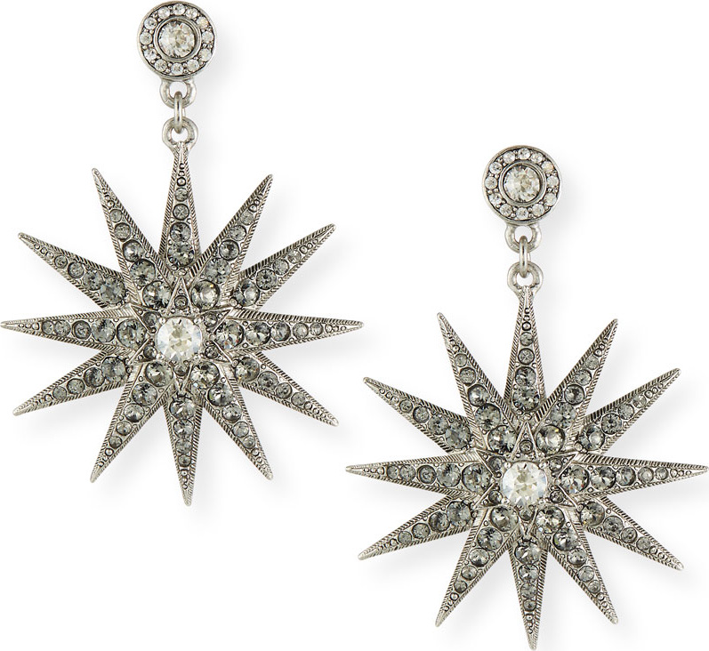 Oscar De La Renta Crystal Star Drop Earrings