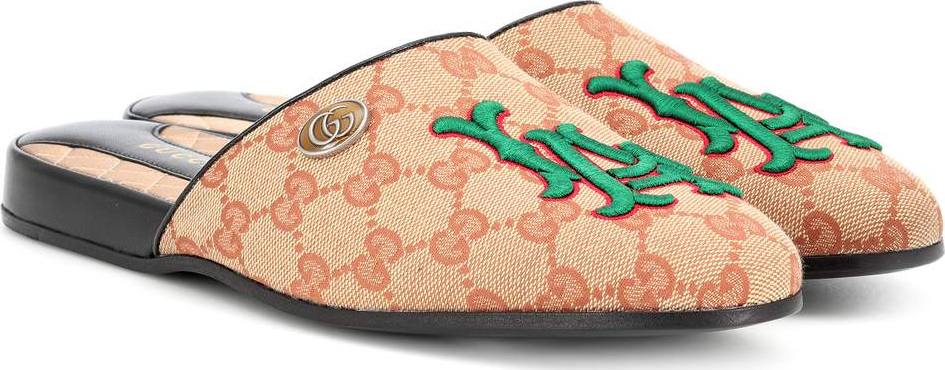 Gucci Embroidered GG canvas slippers