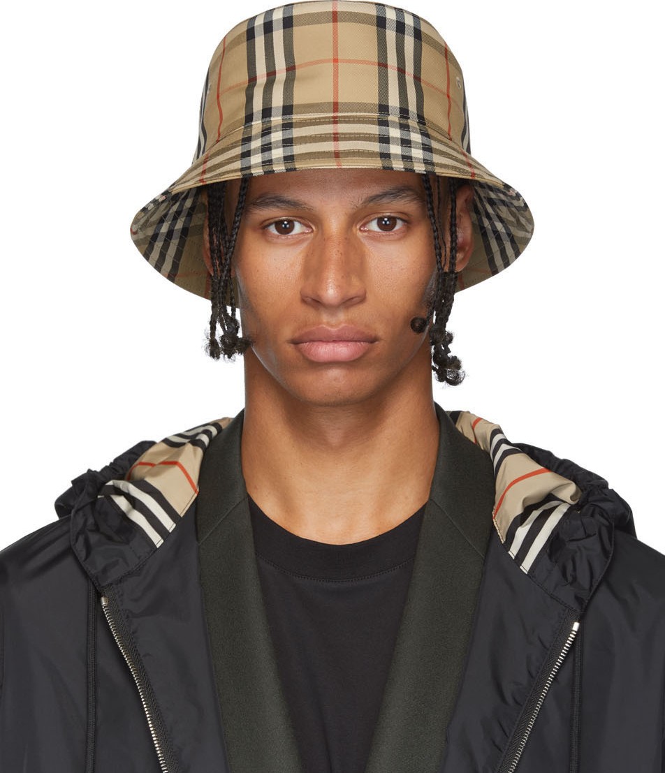 Burberry London England Beige Vintage Check Bucket Hat