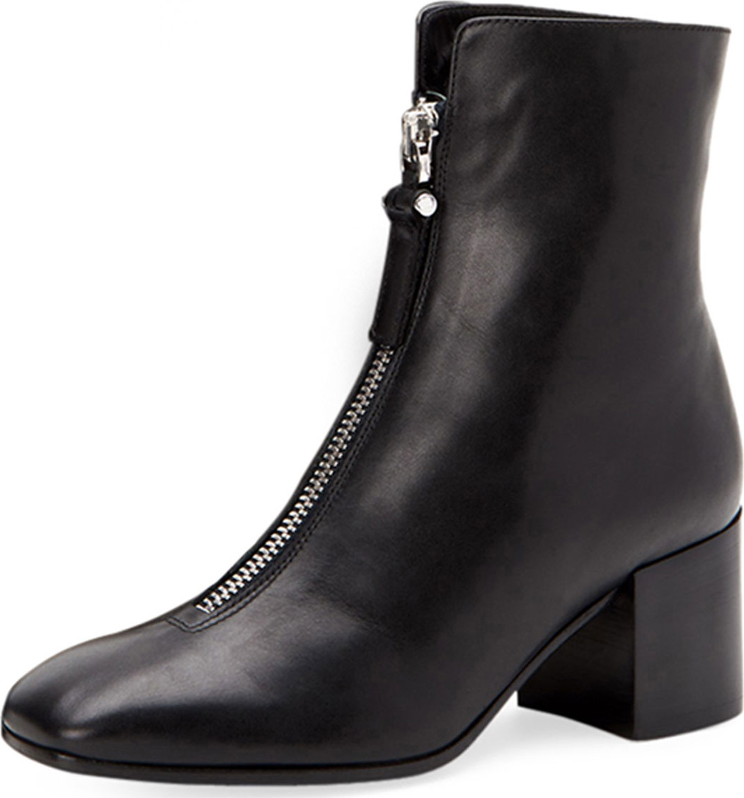 Aquatalia Camden Leather Front-Zip Booties