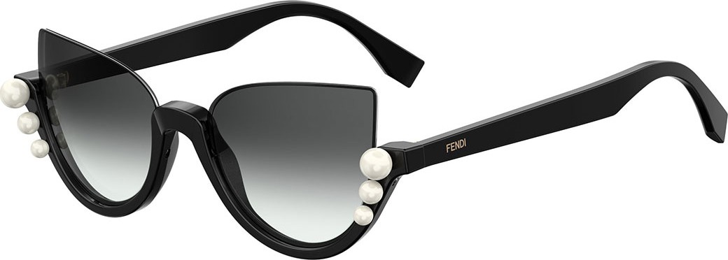 Fendi Blink Half-Rim Pearl Cat-Eye Sunglasses