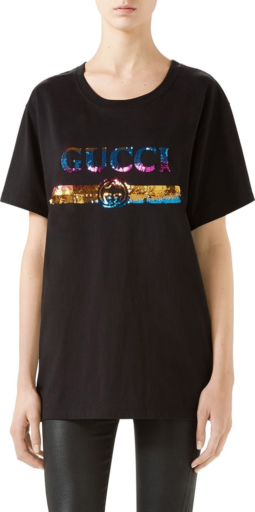 Gucci Rainbow Sequin Logo Tee