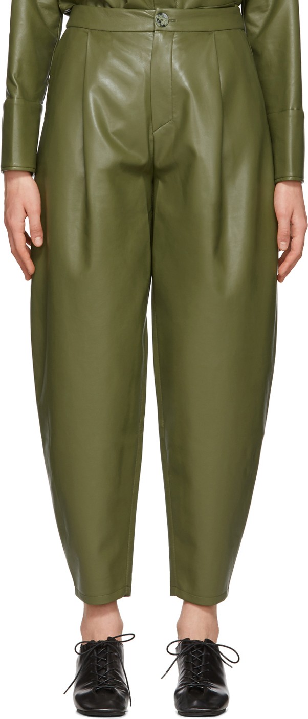 Aeron Green Faux-Leather Fran Trousers