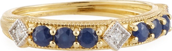 Jude Frances Lisse 18k Gold, Diamond & Sapphire Ring, Size 6.5