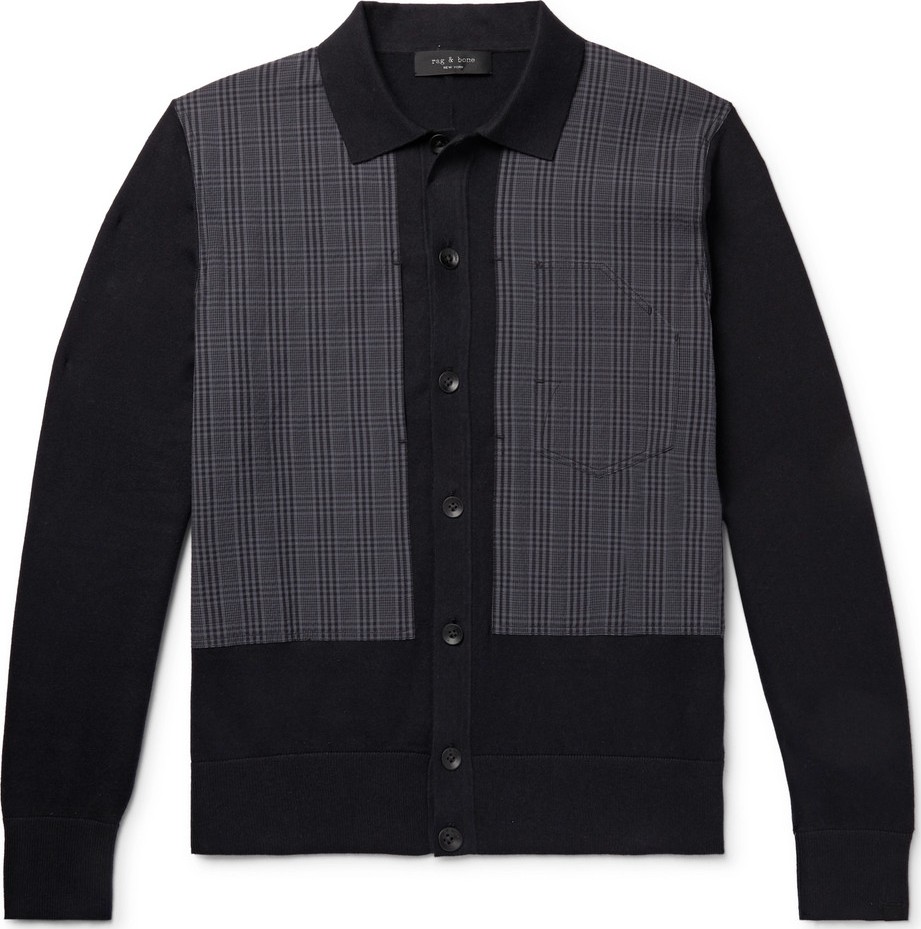 Rag & Bone Marco Panelled Checked Cotton-Blend Cardigan